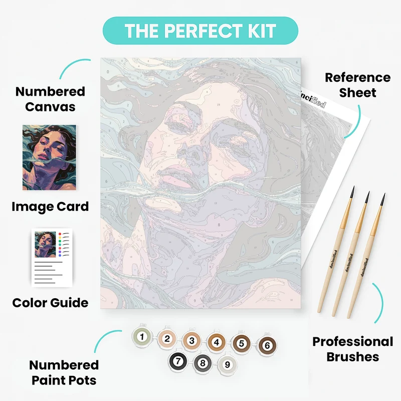 Dreamy Underwater Woman Portrait - Paint by Numbers Kit