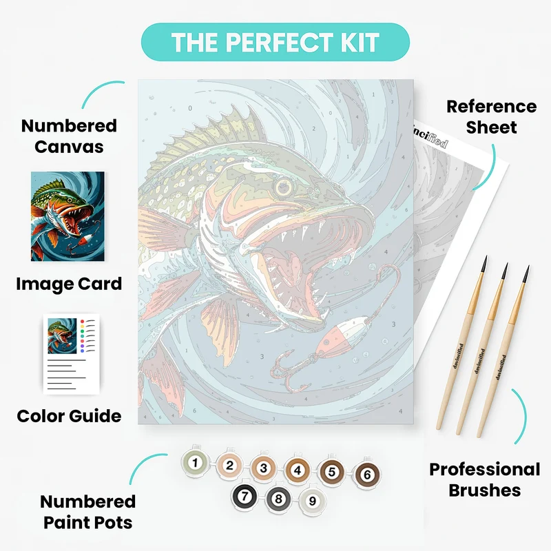 Fierce Pike Fishing Lure Strike - Paint by Numbers Kit