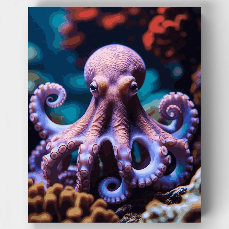 Vibrant Octopus Underwater Scene - Paint by Numbers Kit