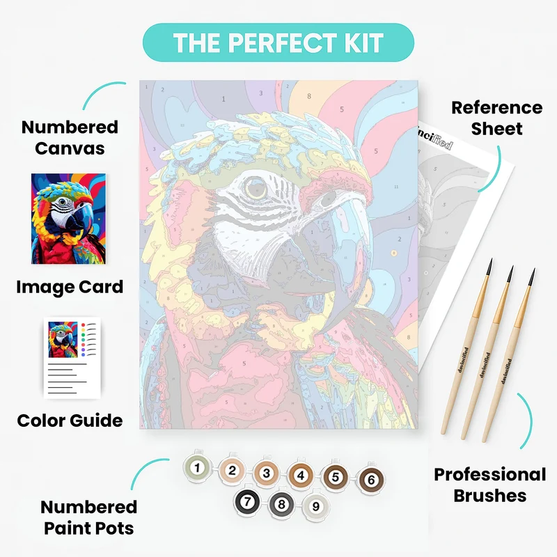 Vibrant Rainbow Macaw - Paint by Numbers Kit