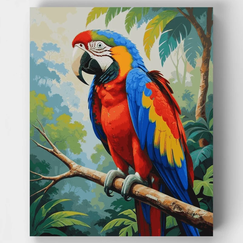 Scarlet Macaw in Jungle Canopy - Paint by Numbers Kit