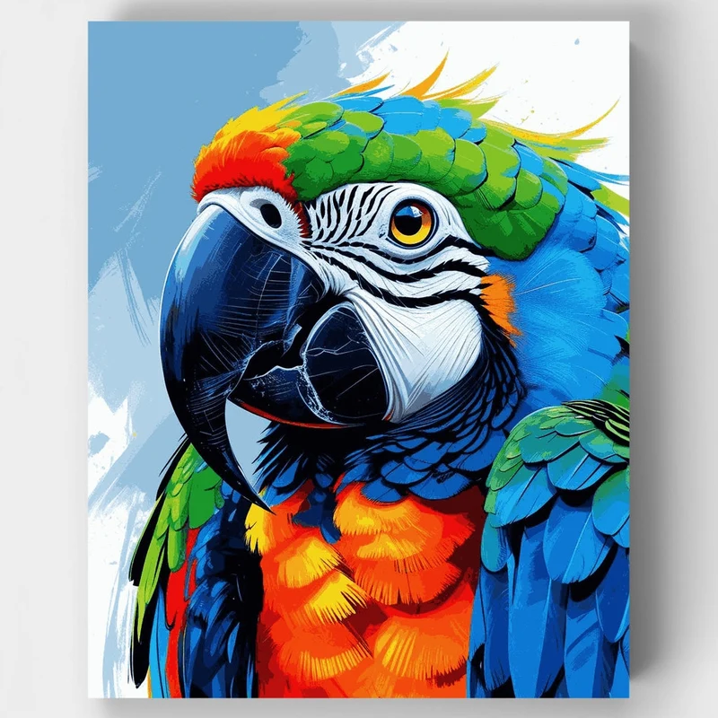 Colorful Macaw Portrait - Paint by Numbers Kit