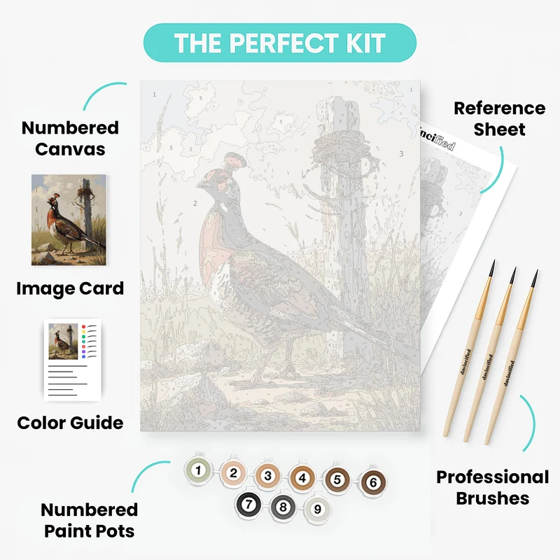 Pheasant by Fence Post - Paint by Numbers Kit