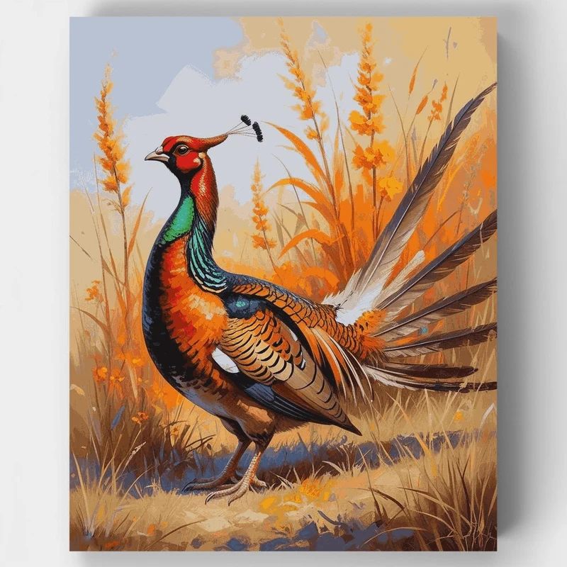 Vibrant Pheasant in Autumn Field - Paint by Numbers Kit