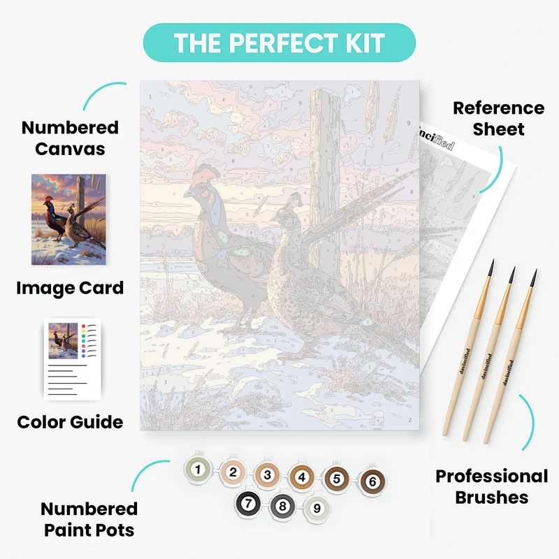 Pheasants in Winter Landscape - Paint by Numbers Kit