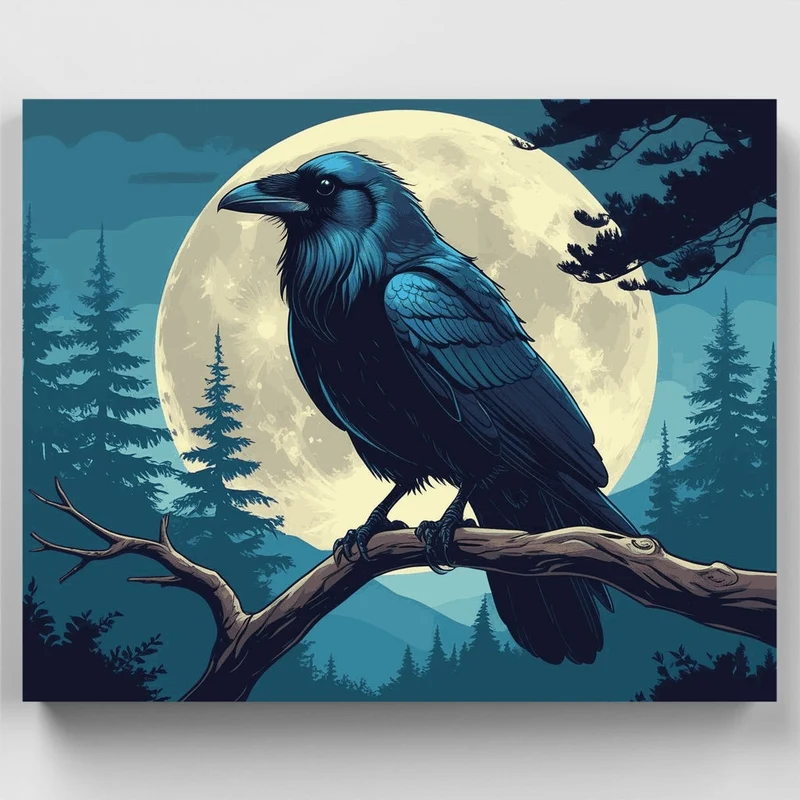 Raven Under Moonlight - Paint by Numbers Kit