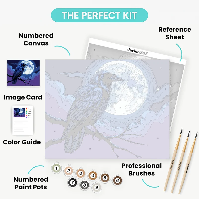 Mystical Raven Under Full Moon - Paint by Numbers Kit