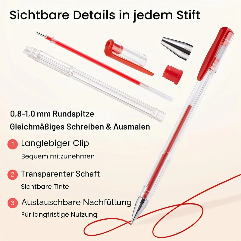 120 Gelstifte Set für Erwachsene & Kinder – Glitzer, Neon, Metallic