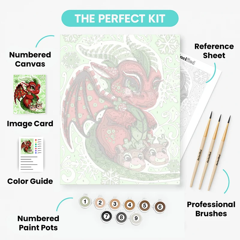 Christmas Slippers Lil Dragon - Paint by Numbers Kit