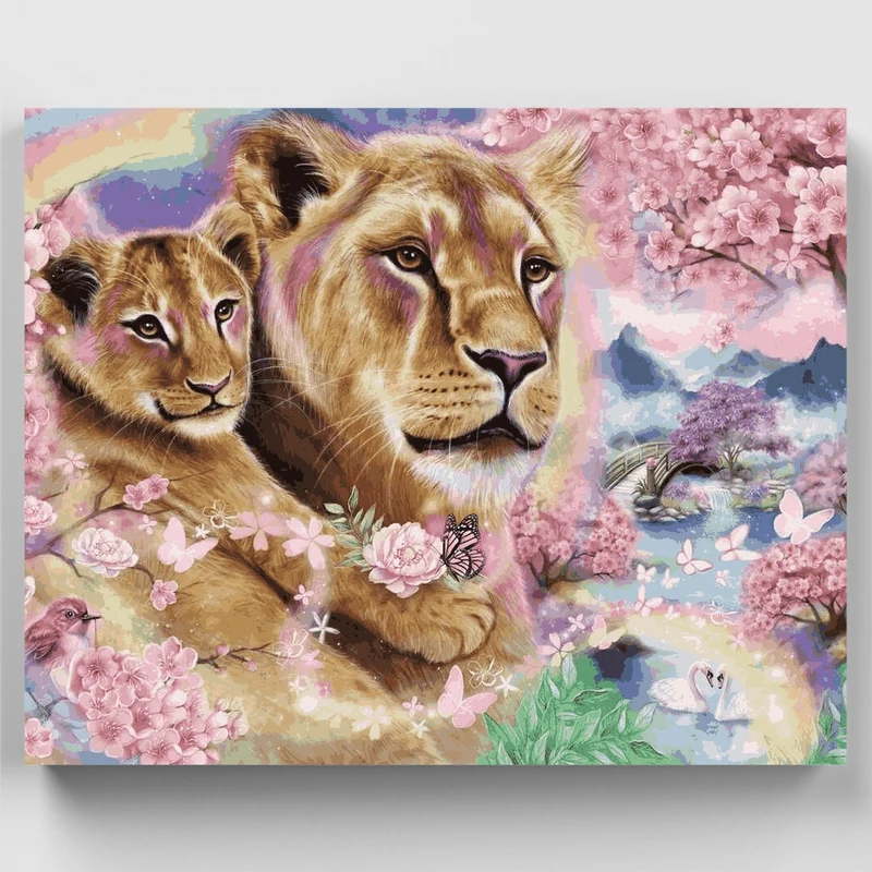Spring Breeze Lions - Paint by Numbers Kit