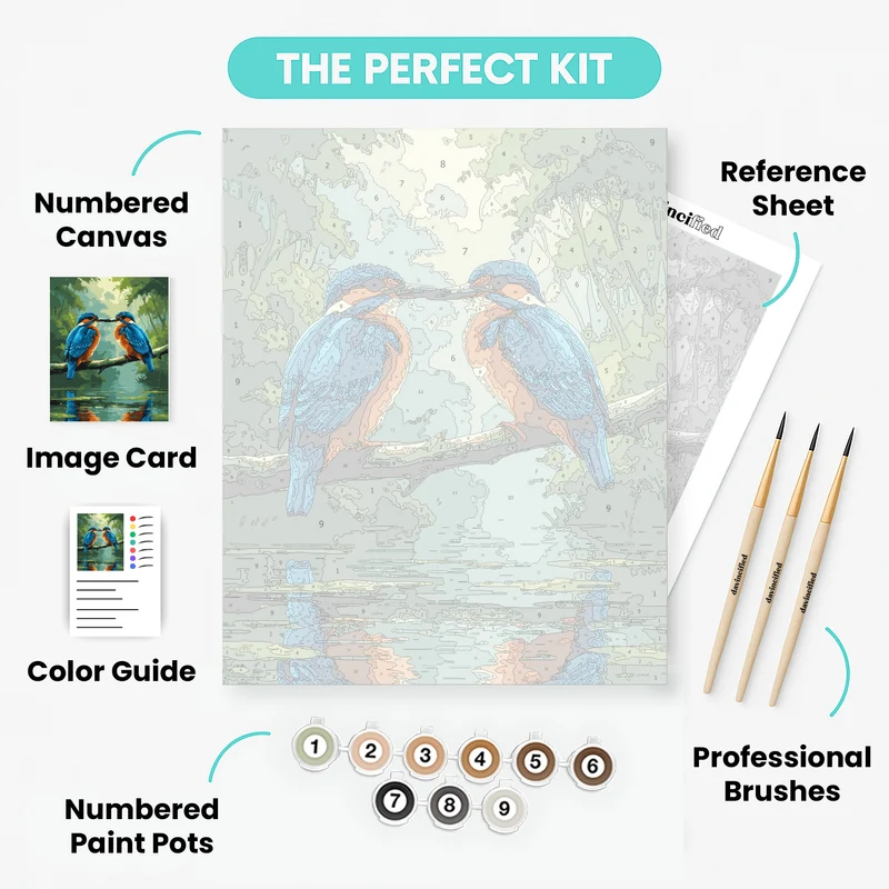 Two Kingfishers on Branch - Paint by Numbers Kit