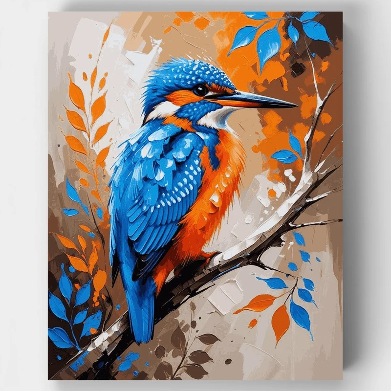 Vibrant Kingfisher Bird - Paint by Numbers Kit