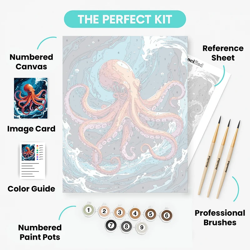 Vibrant Octopus in Swirling Waters - Paint by Numbers Kit
