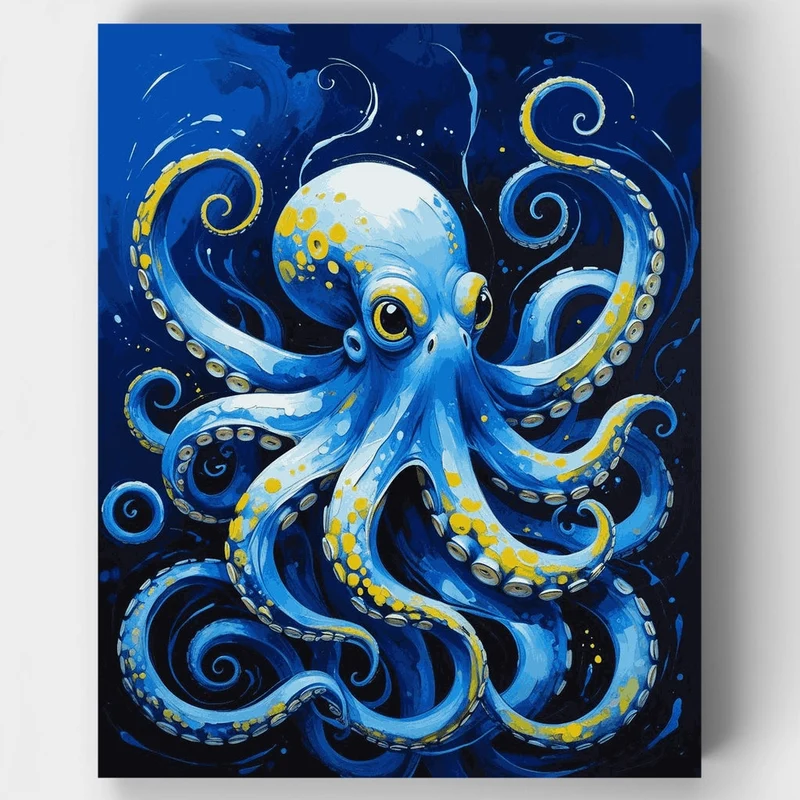 Blue Octopus Underwater Adventure - Paint by Numbers Kit