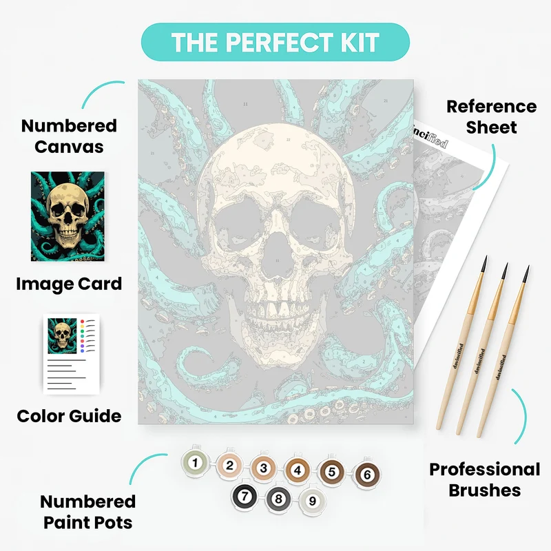 Skull and Octopus Tentacles - Paint by Numbers Kit