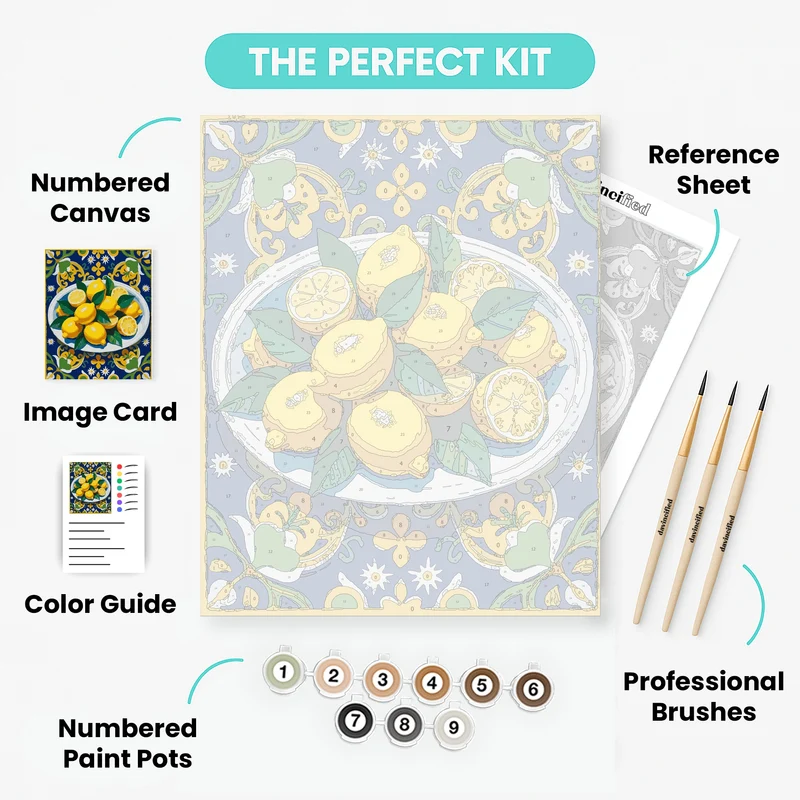Decorative Lemon Platter with Ornate Border - Paint by Numbers Kit