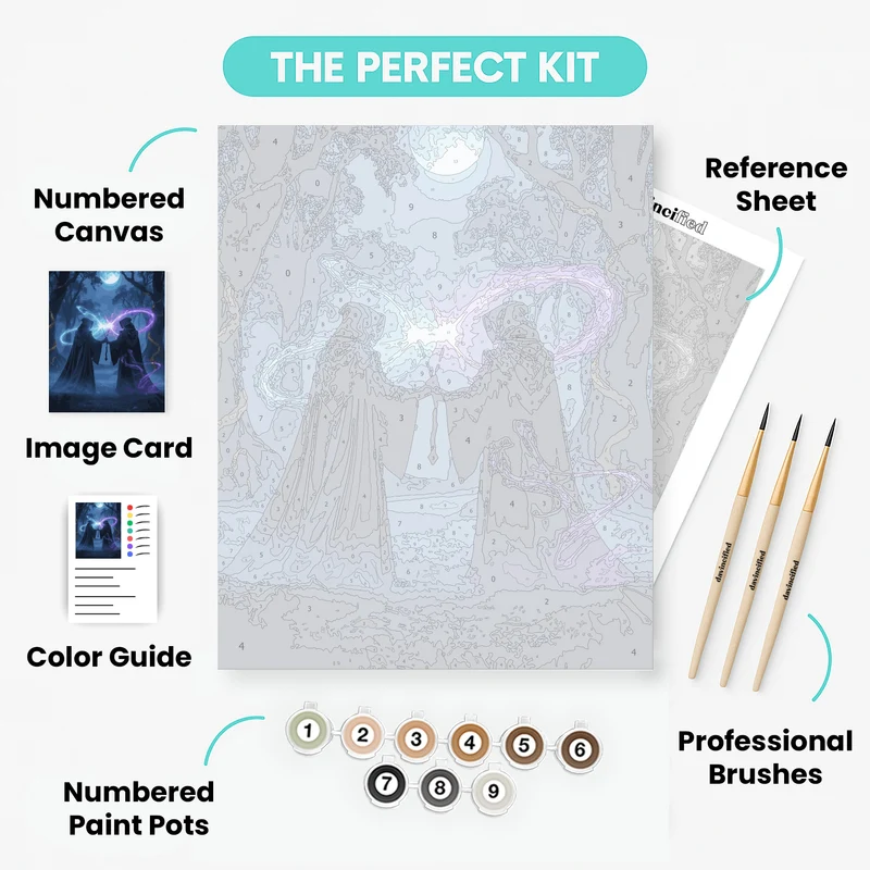 Mystical Wizards Duel - Paint by Numbers Kit