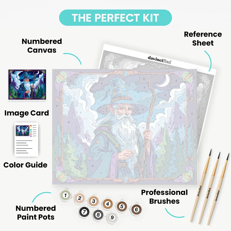 Mystical Wizard in Enchanted Forest - Paint by Numbers Kit
