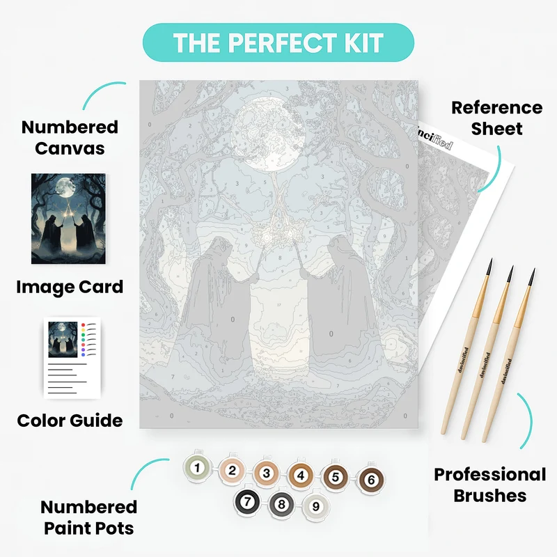 Mystical Wizards Moonlight Duel - Paint by Numbers Kit