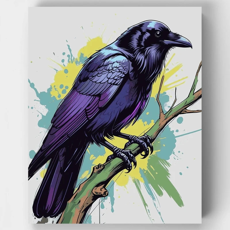 Majestic Purple Crow - Paint by Numbers Kit