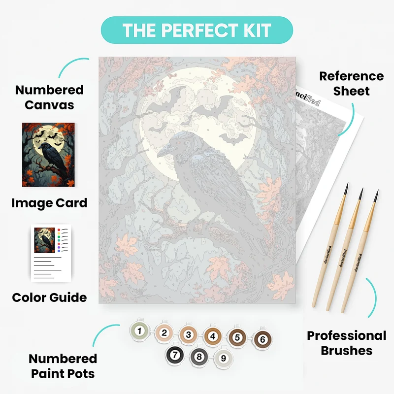 Raven Under Autumn Moon - Paint by Numbers Kit