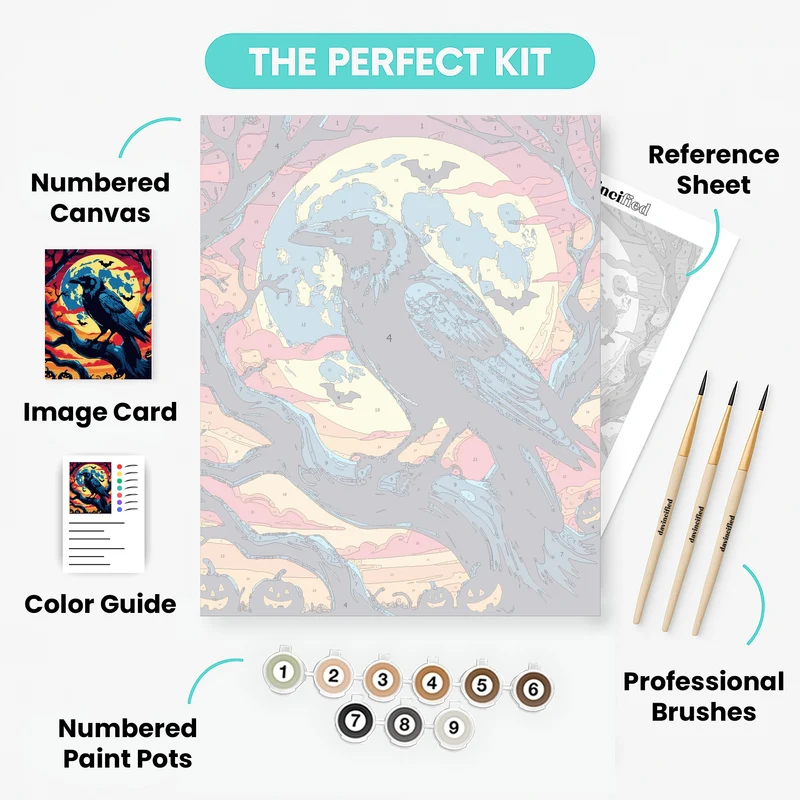 Halloween Crow and Moon - Paint by Numbers Kit