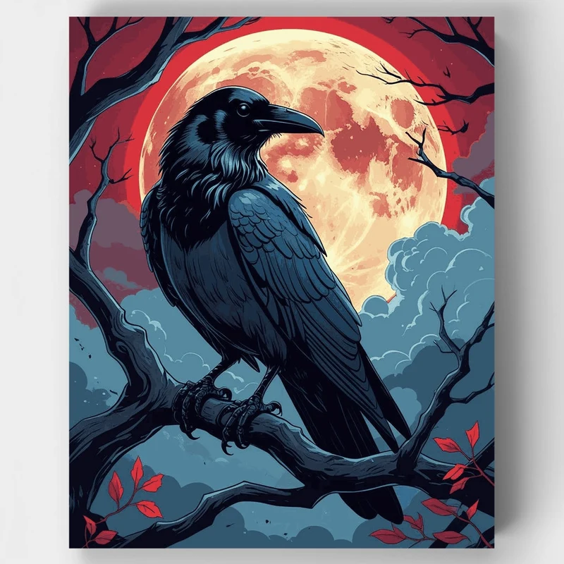 Raven Under the Moonlight - Paint by Numbers Kit