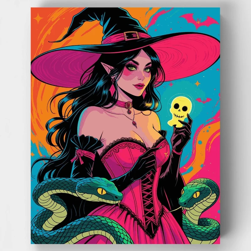 Enchanting Witch with Serpents - Paint by Numbers Kit