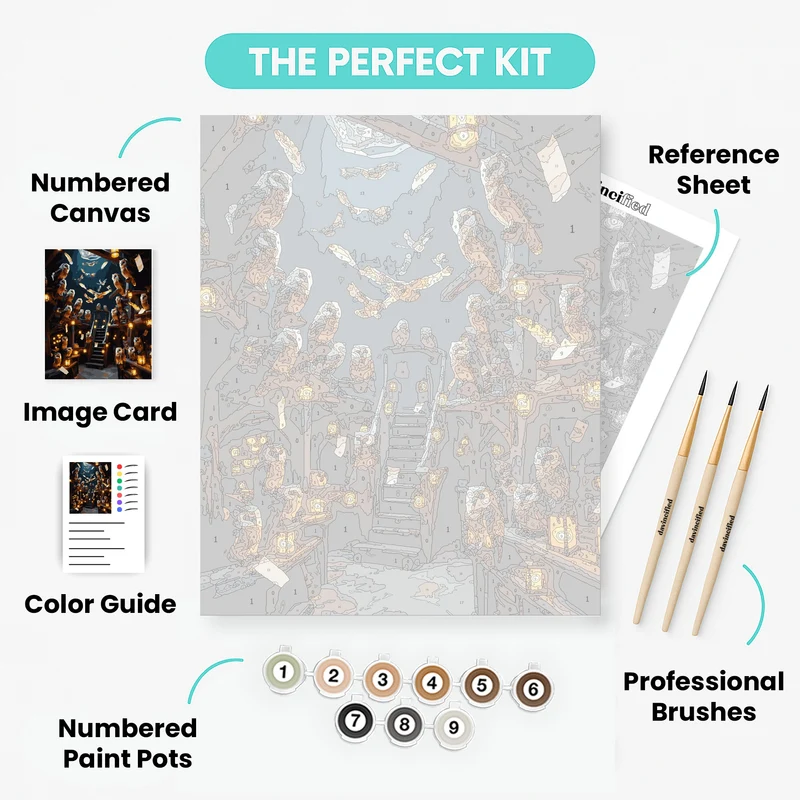 Magical Owl Wizardry Chamber - Paint by Numbers Kit