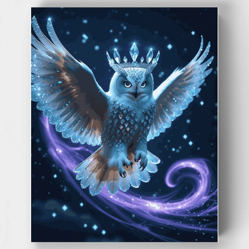 Majestic Crystal Crown Owl - Paint by Numbers Kit