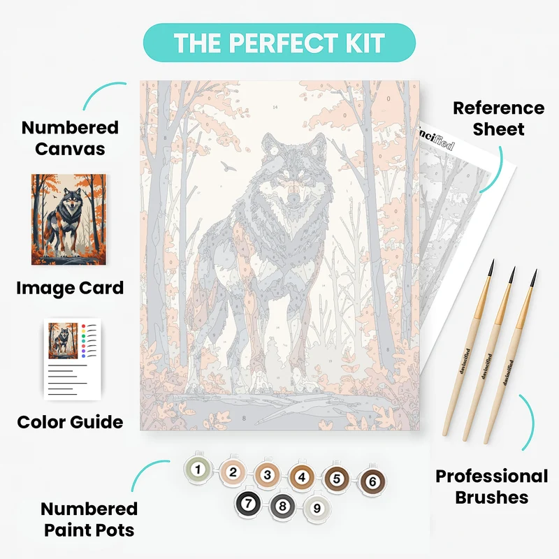 Majestic Wolf in Autumn Forest - Paint by Numbers Kit