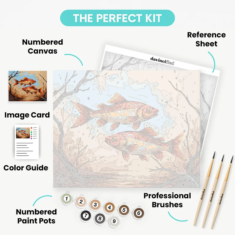 Vibrant Koi Fish in Autumn Waters - Paint by Numbers Kit