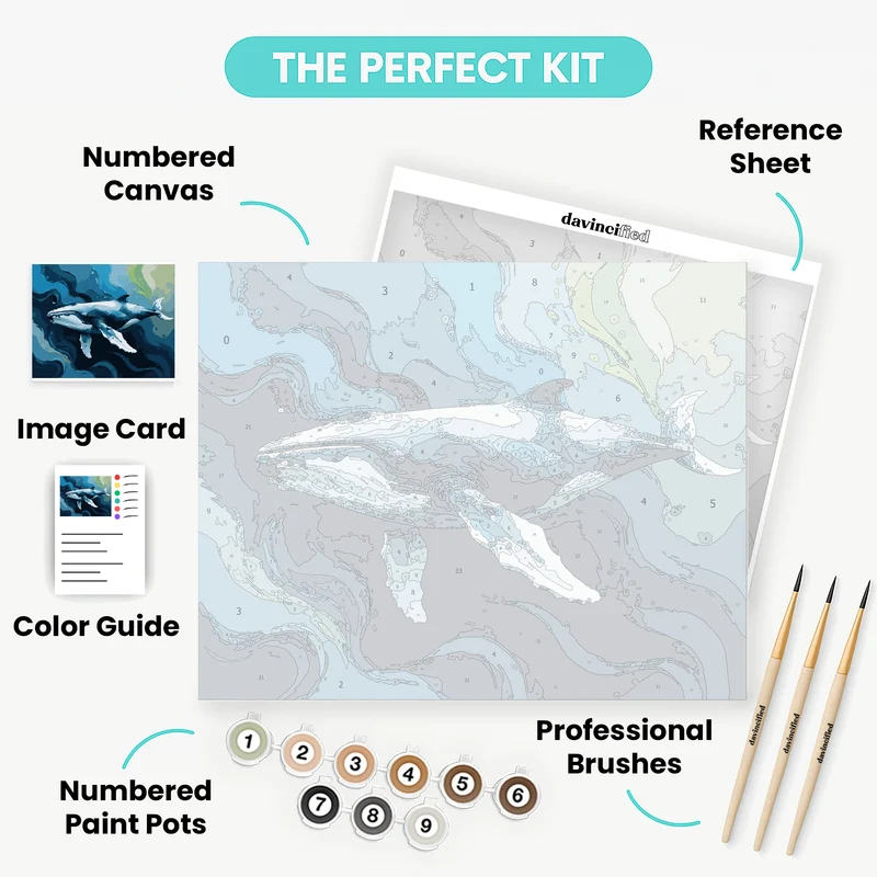 Majestic Humpback Whale in Ocean Currents - Paint by Numbers Kit