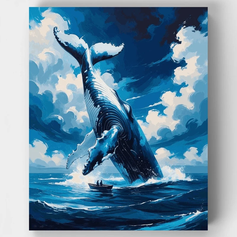 Majestic Whale Breaching Ocean Waters - Paint by Numbers Kit