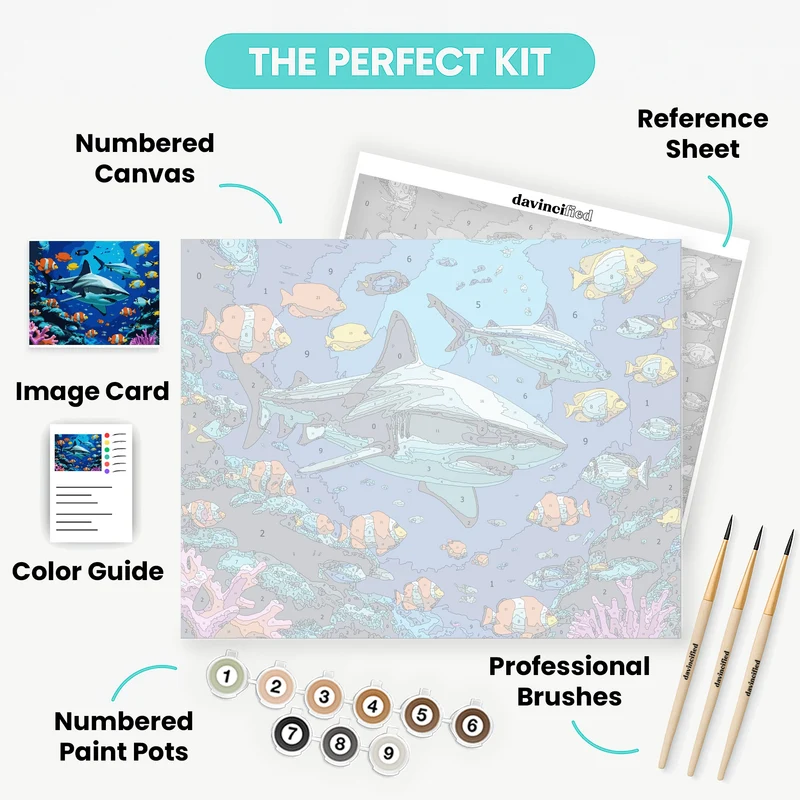 Underwater Shark Paradise - Paint by Numbers Kit