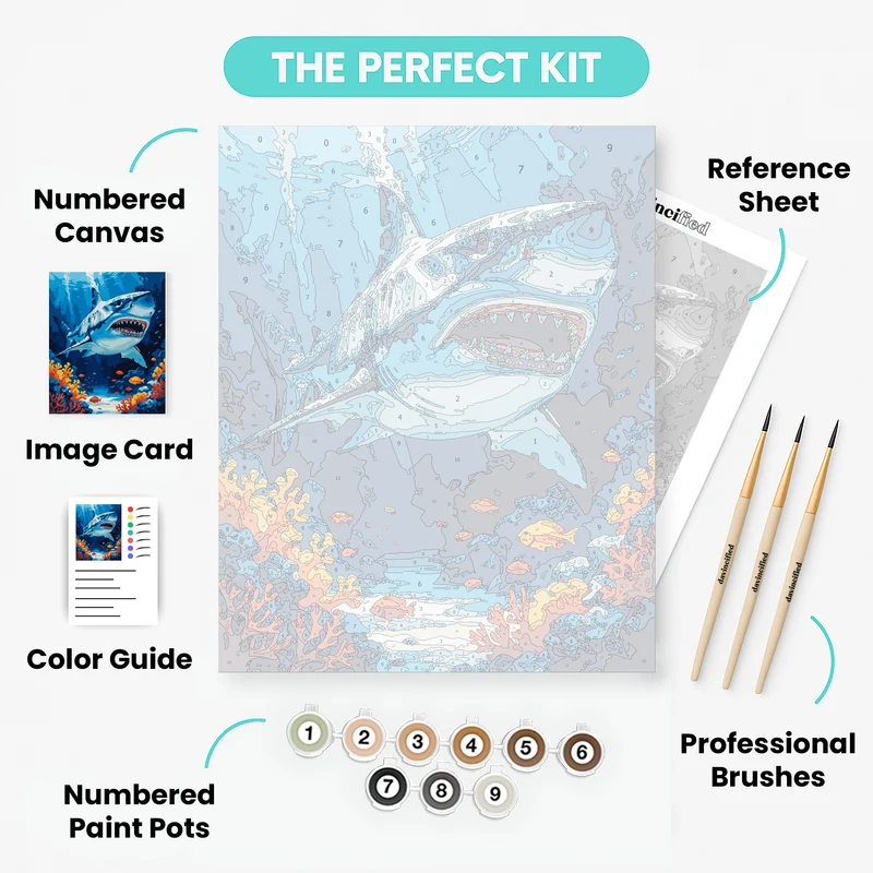 Great White Shark Coral Reef Adventure - Paint by Numbers Kit