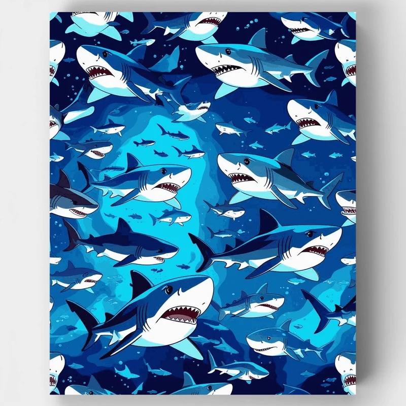 Shark Swarm Ocean Adventure - Paint by Numbers Kit