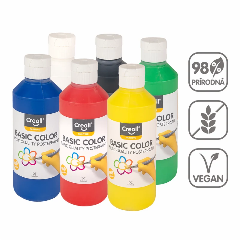 Темперни бои Creall – комплект 6 × 250 ml, микс от цветове