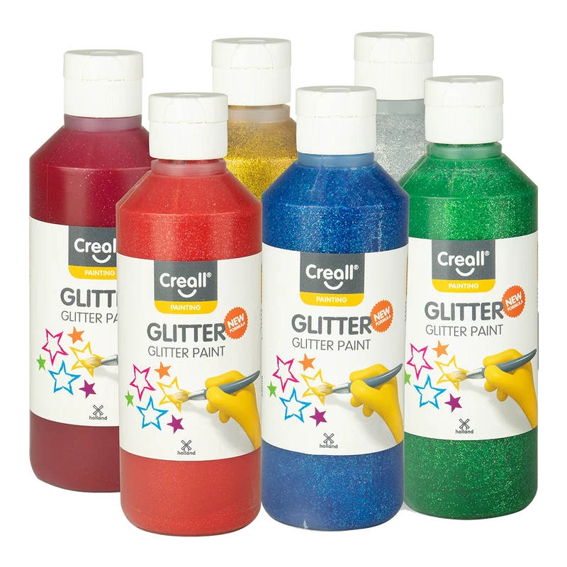 Creall Glitzerfarben-Set – 6 × 250 ml, Farbmix