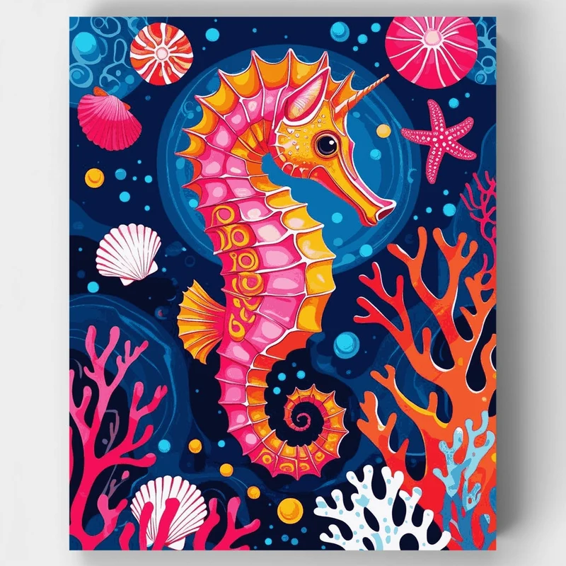 Vibrant Seahorse Ocean Adventure - Paint by Numbers Kit