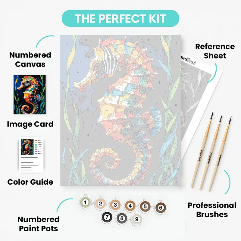 Colorful Seahorse Marine Mosaic - Paint by Numbers Kit