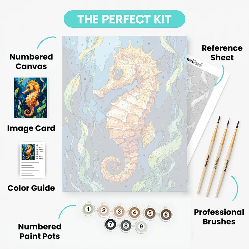 Vibrant Seahorse Underwater Scene - Paint by Numbers Kit
