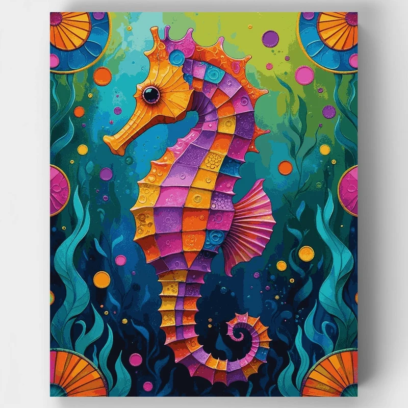 Vibrant Seahorse Underwater Paradise - Paint by Numbers Kit