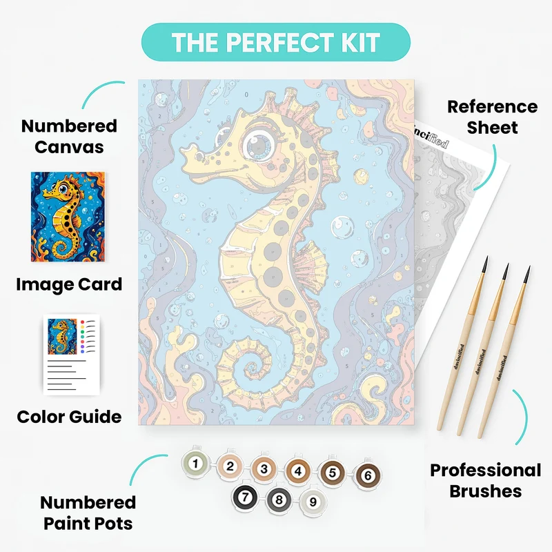 Vibrant Seahorse Adventure - Paint by Numbers Kit