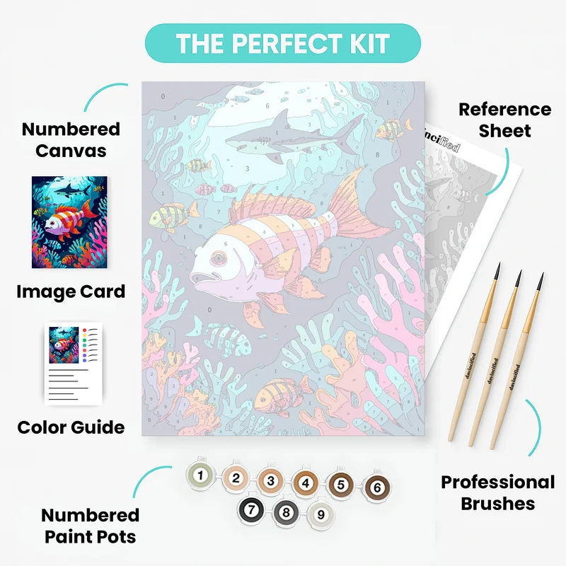 Vibrant Underwater Ocean Scene - Paint by Numbers Kit