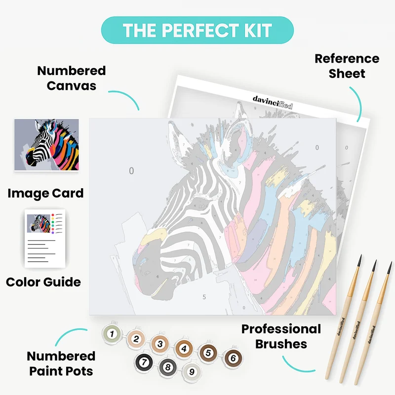 Colorful Zebra Art - Paint by Numbers Kit