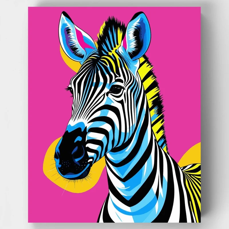 Psychedelic Pop Art Zebra - Paint by Numbers Kit