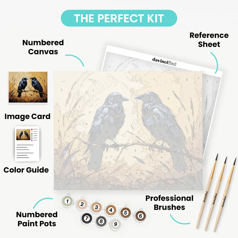 Two Ravens on a Branch - Paint by Numbers Kit