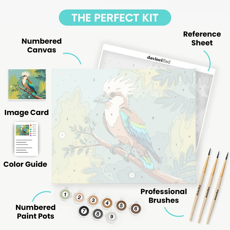 Majestic Crested Kookaburra - Paint by Numbers Kit
