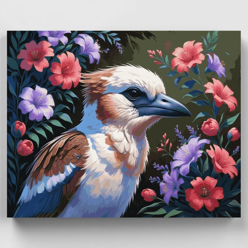 Kookaburra in Blooming Garden - Paint by Numbers Kit